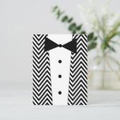 Invitation Tuxedo Chevron noir et blanc (Debout devant)