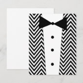 Invitation Tuxedo Chevron noir et blanc (Devant / Derrière)