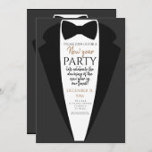Invitation tuxedo, cravate noire fête nouvelle année PTO PTA (Devant / Derrière)