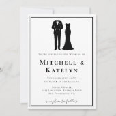 Invitation Tuxedo & Dress Minimal Border White Wedding (Devant)
