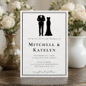 Invitation Tuxedo & Dress Minimal Border White Wedding