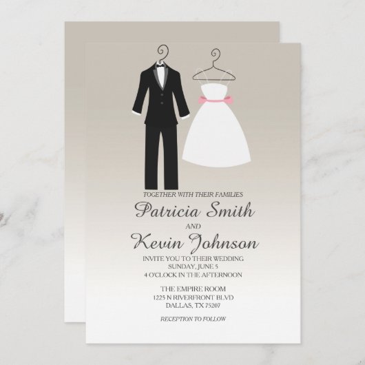 Invitation Tuxedo et Mariage vestimentaire (Devant / Derrière)