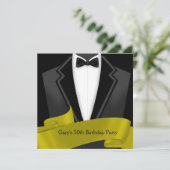 Invitation Tuxedo Mans Black Gold 50e fête d'anniversaire (Debout devant)