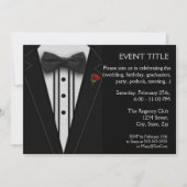 Invitation Tuxedo noir avec Cravate Bow Rose rouge (Devant)