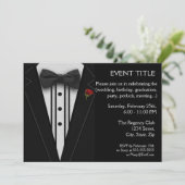 Invitation Tuxedo noir avec Cravate Bow Rose rouge (Debout devant)