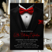 Invitation Tuxedo Noir Rouge Anniversaire Hommes Tout Nombre