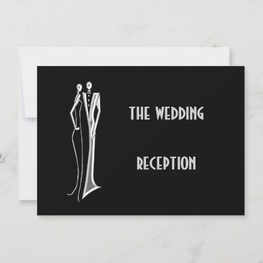 Invitation Tuxedo - Réception de mariage noir et argent - (Dos)