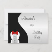 Invitation Tuxedo Red Cravate 21e fête d'anniversaire Noir &  (Devant)