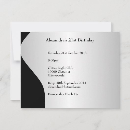 Invitation Tuxedo Red Cravate 21e fête d'anniversaire Noir &  (Dos)