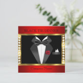 Invitation Tuxedo Red Gold Black Cravate Formel Party (Debout devant)