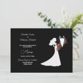 Invitation Tuxedo Suit & Bride Silhouette B&W Mariage (Debout devant)