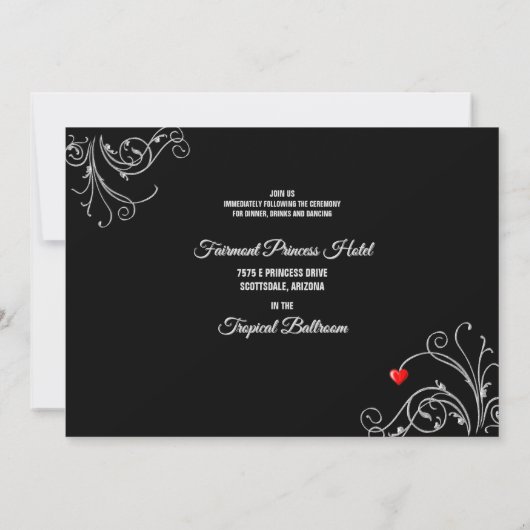 Invitation Tuxedo Suit & Bride Silhouette B&W Mariage (Dos)