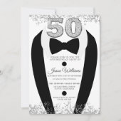 Invitation Tuxedo Suit Silver Mens 50e fête d'anniversaire (Devant)