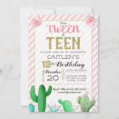 Invitation Tween À L'Ado Cactus Boho Anniversaire (Devant)