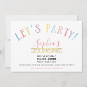 Invitation TWEEN ANNIVERSAIRE FÊTE couleurs pastel fêtons (Devant)