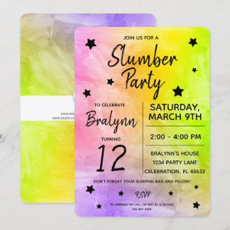 Invitation Tween Fille Anniversaire Fête de bois Aquarelle