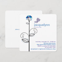 Tweeter Oiseau Bleu Fleur Points Arbre Baby shower