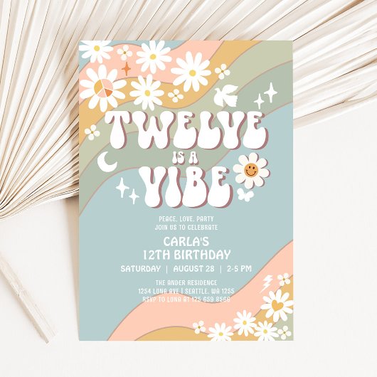 Invitation TWELVE est une Vibe Daisy Hippie les années 70 Ann