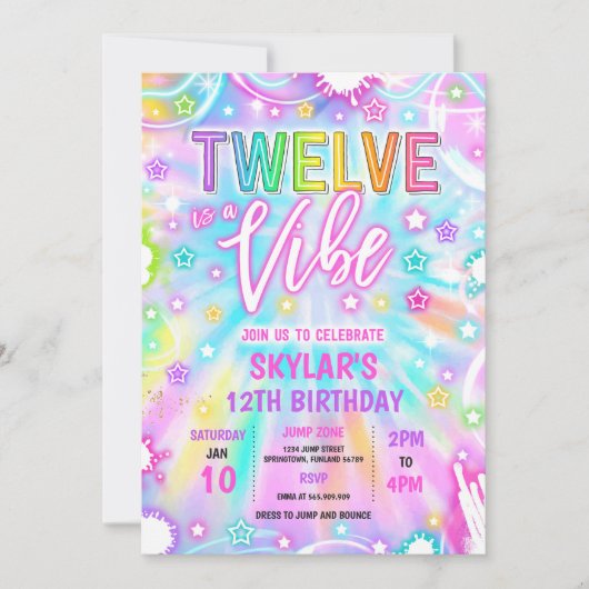 Invitation Twelve Est Une Vibe Neon Glow 12ème Anniversaire (Devant)