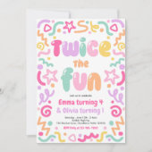 Invitation Twice The Fun Joint Birthday Party Balloon  (Devant)