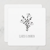 Invitation Twigs and Flowers In Black Modern & Minimalist (Devant / Derrière)