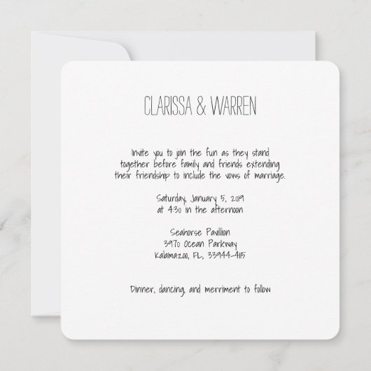 Invitation Twigs and Flowers In Black Modern & Minimalist (Dos)