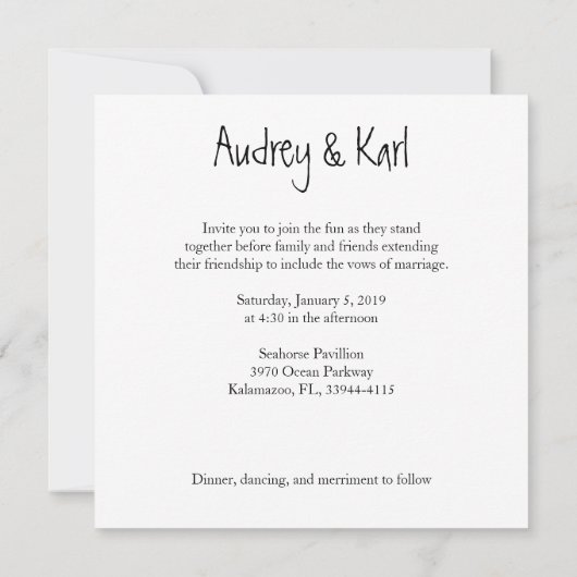 Invitation Twigs and Flowers Monogrammed Modern & Minimalist (Dos)