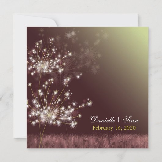 Invitation Twilight Dandelion Autumn Garden Wedding (Devant)