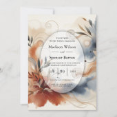 Invitation Twilight en terre cuite et Mariage de fleurs de ma (Devant)