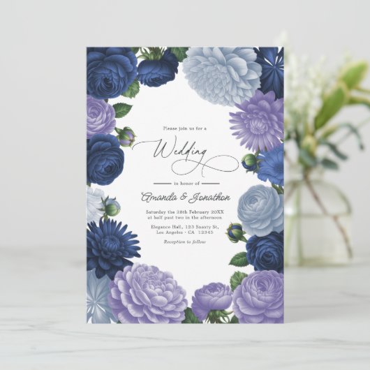 Invitation Twilight Navy, Mist Lavender & Silver Periwinkle (Debout devant)