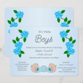 Invitation Twin Baby Boys Baby Shower (Devant / Derrière)