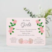 Invitation Twin Baby Girls Baby Shower (Debout devant)