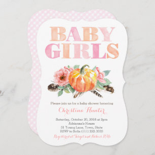 Invitation Twin Baby Girls Citrouille Free Spirit Baby shower