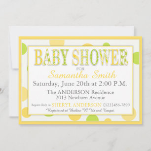 Invitation Twin Baby Lemon Lime Dots Baby shower