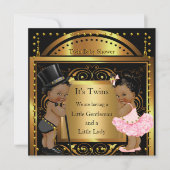 Invitation Twin Baby shower garçon et fille Gold Ethnic (Devant)