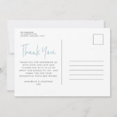 Invitation twin blue typographie moderne style merci (Dos)