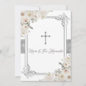 Invitation Twin Boy Argent Mexicain Baptême Anniversaire Flor (Dos)