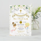 Invitation Twin Boy et Blonde Girl Kneeling Première communio (Debout devant)