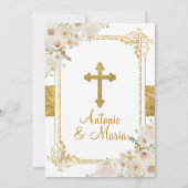 Invitation Twin Boy & Girl Praying Flowers 1ère Sainte Commun (Dos)