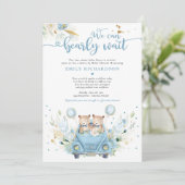 Invitation Twin Boy Teddy Bear Drive Par Baby shower (Debout devant)