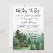 Invitation Twin Boy Woodland Bear Oh Boy Baby shower (Devant)