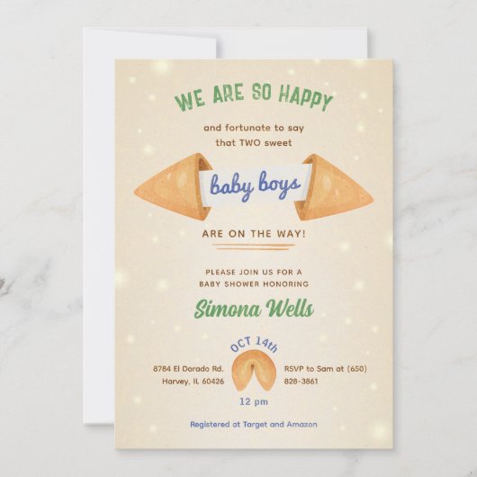 Invitation Twin Boys Baby shower Sprinkle Little Gentleman (Devant)