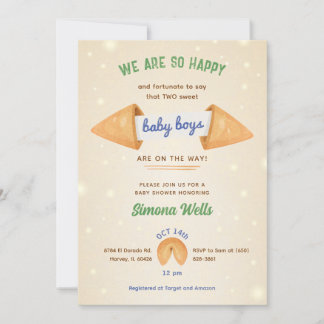 Invitation Twin Boys Baby shower Sprinkle Little Gentleman