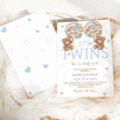 Invitation Twin Boys Blue Bear Balloon Baby shower