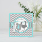 Invitation Twin Boys Cravate Bow Cravate Chevron Imprimer Bab (Debout devant)