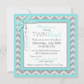 Invitation Twin Boys Cravate Bow Cravate Chevron Imprimer Bab (Dos)