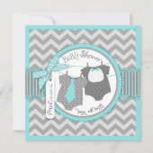 Invitation Twin Boys Cravate Bow Cravate Chevron Imprimer Bab (Devant)