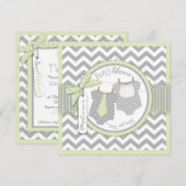 Invitation Twin Boys Cravate Bow Cravate Chevron Imprimer Bab (Devant / Derrière)