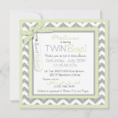 Invitation Twin Boys Cravate Bow Cravate Chevron Imprimer Bab (Dos)