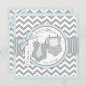 Invitation Twin Boys Cravate Bow Cravate Chevron Imprimer Bab (Devant / Derrière)